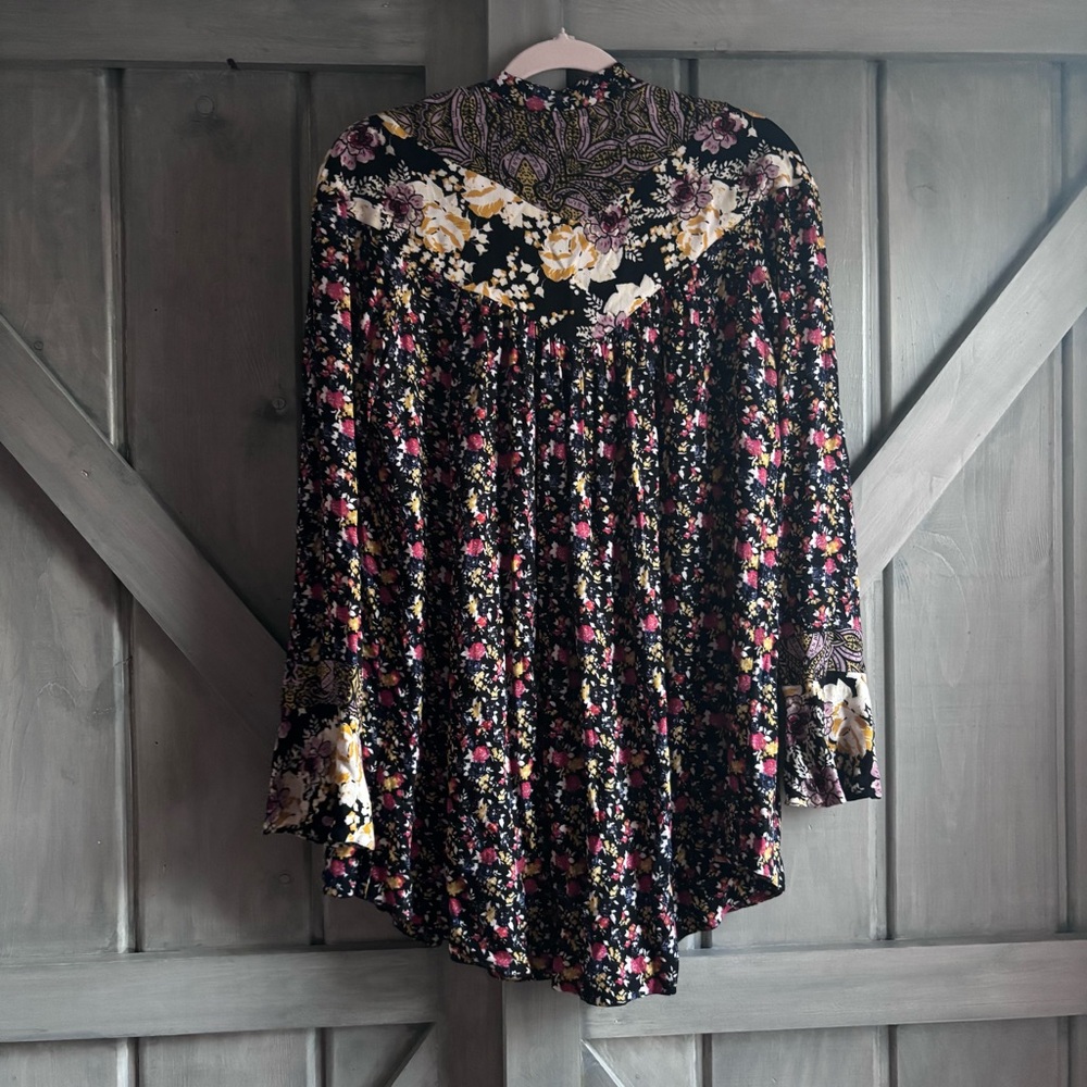 Free People Floral Tunic Blouse‎ Flowy Size S - Picture 8 of 13